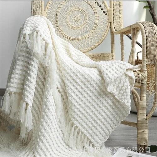 Nordic Knitted Blanket Tassel Sofa Throw Blankets Decorative Bed Tapestry Thread Blankets Home Decor Bedspread Travel Blanket