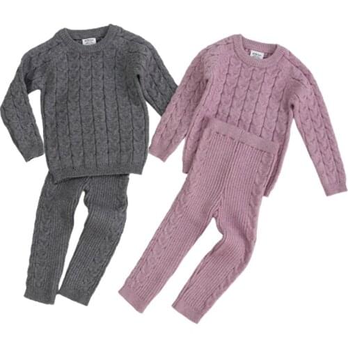 0-4 Yrs Girls Boys Suit Fall Baby Boys Girls Clothing Sets Winter knitting Pullover Sweater+Pants Infant Boys Knit Tracksuits