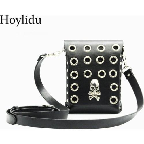Women Handbags Rivet Skull Deco Punk Style PU Leather Fashion Retro Mini Crossbody Shoulder Bags Men Gothic Luxury Flap Hand Bag