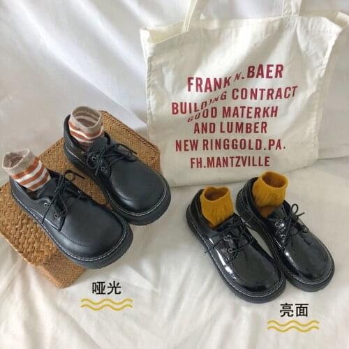 Ulzzang big head shoes Korean version of Harajuku style soft girl small leather shoes retro college style single shoes wild