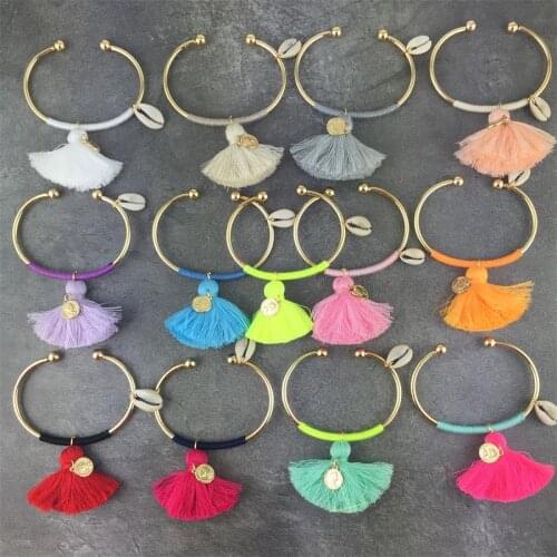 Vintage Bangle Boho Bracelet For Women Girl Bohemian Colorful Tassel Shell Beauty Coin Bracelets Bangles Female Fashion Jewelry
