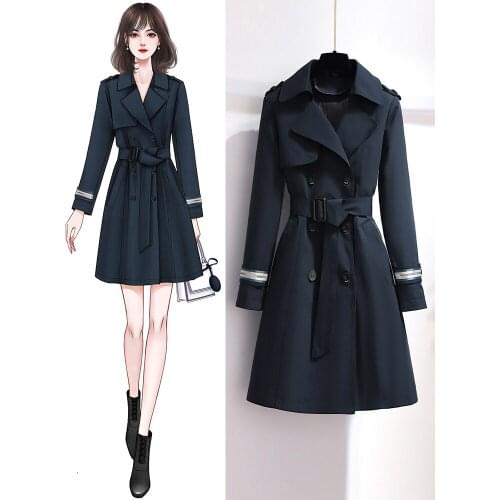 Womens Trench Coat New Autumn Mid-Length Small High-End Elegant British Style High-End Sense Spring and Autumn Coat