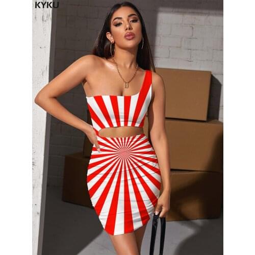 KYKU Brand Dizziness Dresses Women Abstract Bodycon Dress Stripe Hollow out Dresses Harajuku 3d Print Womens Clothing Plus Size