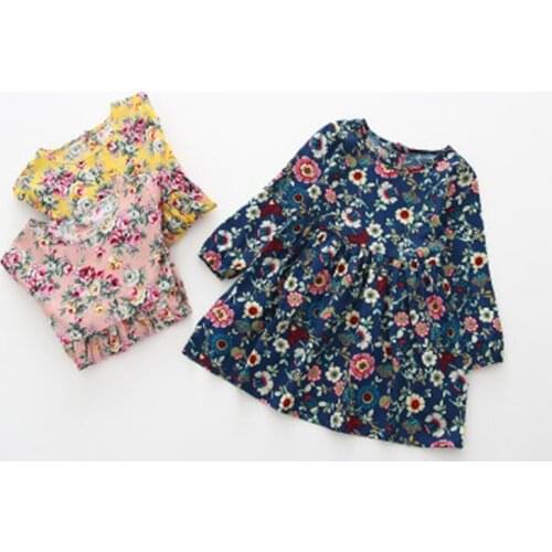 Autumn Retro Mori Girl Dress Floral Hippie Boho Dress Women Chiffon Vintage Round Neck Dresses Elegant Long Sleeve Clothes