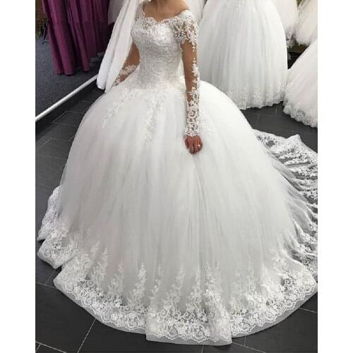 Robe De Mariee Dubai white Wedding Dress Luxury Appliques Lace Wedding Gown Custom Made Dresses Wedding Vestidos De Novia 2021