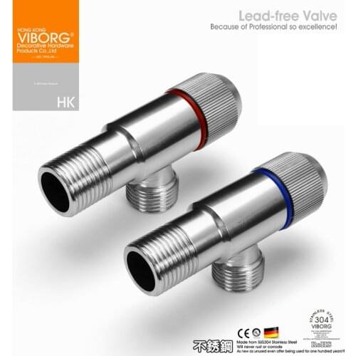 1 pair) VIBORG Deluxe SUS304 Stainless Steel Casting Lead-free Extra-long Angle Valve Angle Stop Valves, KS-A10