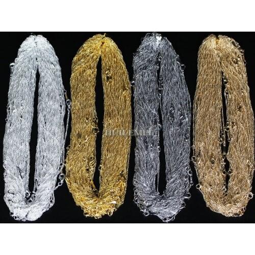 10pcs/lot Wholesale 2mm Water Wave Necklace Chains for Women Party Fashion Jewelry Chains Silver Plated / Gold Color 16"-24"
