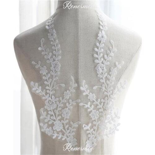 2pairs Ivory Willow Venise Lace Trim Wedding Sewing Applique Crafts Lace Fabric For Wedding Dress Decoration 38X12cm SX275