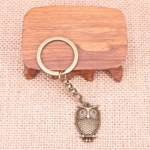 20pcs New Fashion Keychain 28x18mm owl Pendants DIY Men Jewelry Car Key Chain Ring Holder Souvenir For Gift