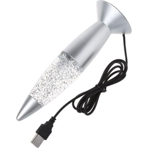 3D Rocket Multi Color Changing Lava Lamp RGB LED Glitter Night Light Gift L4MB