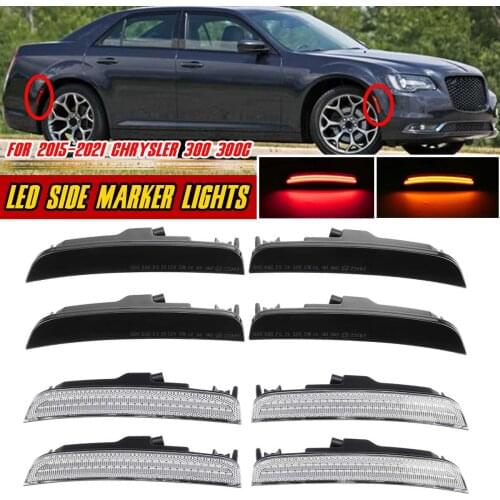 4pcs Car Fender Side Marker Light For Chrysler 300 300C 2015-2021 Wheel Arches Side Repeater Turn Signal Blinker Indicator Lamp