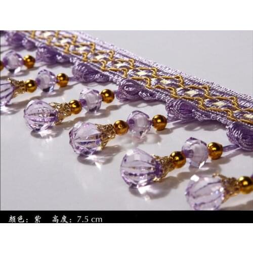 12Yard/Lot 13 Colors Curtain Lace Trim Accessories Tassel Fringe DIY Pumpkin Beads Crystal Bead Drapery Sewing Decoration