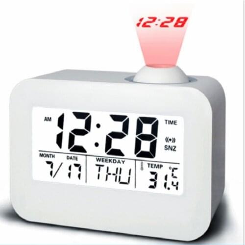 LCD Projection Clock Electronic Desk Table Bedside Clock Talking Projector Watch Digital Alarm Clock with Time Projection