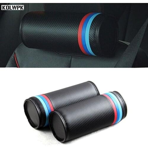 2pcs Newest Design Car Headrest Neck Carbon Fiber Seat Cover PU Leather Supports For BMW X1 X3 X5 X6 M1 M3 M5 1 3 5 7 Series