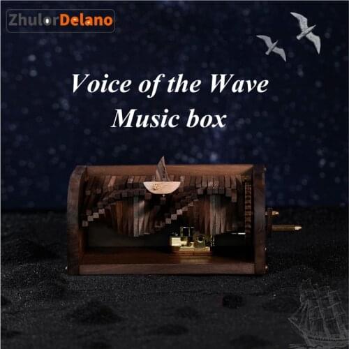Classical Style Retro Eight Tone Box Of Wooden Manual Wave Maker DIY Creative Music Box For Boys And Girls Birthday Gifts