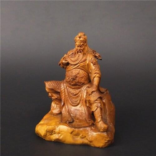 10CM Wood guangong sculpture Dynasty Warriors Guan Yu vintage buddha statue craft home decoration figure wood dminiature