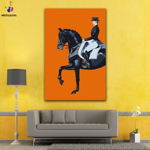 DIY colorings pictures by numbers with colors Gentleman riding a black horse picture drawing painting by numbers framed Home