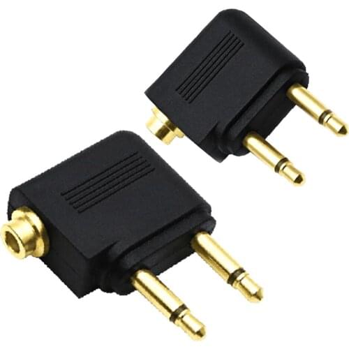 Dual 3.5mm male to female headphone plug aviation airplane audio adapter head gold-plated female converter Aircraft adapter