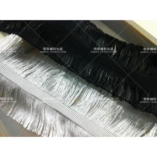 4 Yards Polyester Bilateral White Black Fringe Lace Trims Embroidered Fine Smooth Lace Fabric For Decor Sewing Craft 8cm Width