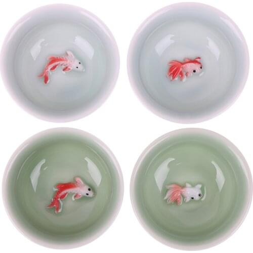 Chinese Tea Cups Porcelain Celadon Fish Teacup Set Loose Leaf Teapot Drinkware Oolong Tea Ceramic China Kung Fu Tea Sets