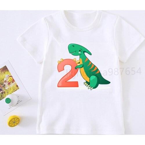 Boy Girl Dinosaur Birthday Shirt Birthday T-shirt Birthday Childrens Top T-shirt Party Shirt Dinosaur Gift Fashion