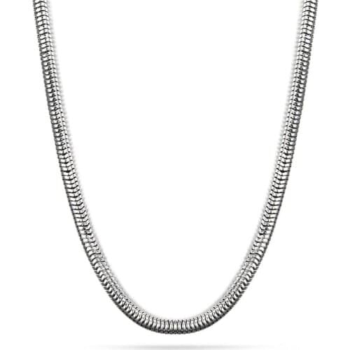 Granny Chic 3mm Width Stainless Steel Snake Chain Necklace Silver Color For Boy And Girl High Quality free shipping