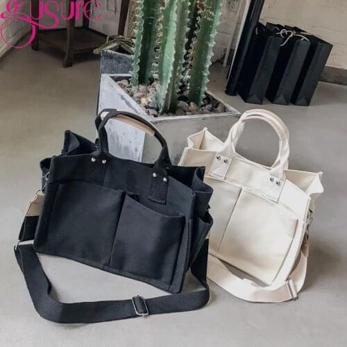 Gusure Large Capacity Handbag for Women Luxury Simple Canvas Tote Bag Purses Female Crossbody Shoulder Bag Travel Shopping Bags