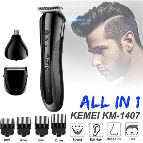 Kemei All in1 Rechargeable Hair Trimmer Waterproof Wireless Electric Shaver Beard Nose Ear Shaver Hair Clipper Trimmer Tool