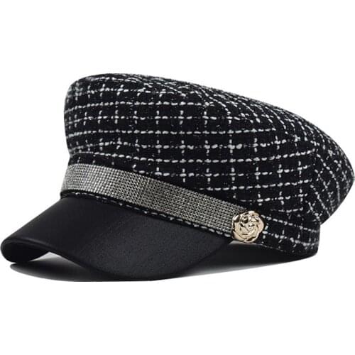 Women Tweed-Plaid Newsboy-Hats Cabbie - Classic-Cabbie Paperboy Painter Newsboy Cap