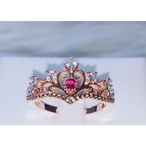 Princess Crown Style Rings For Women Luxury Hollow Out Rose & White Gold Color Fashion Jewelry Gift For Girls Wholesale KBR212-M