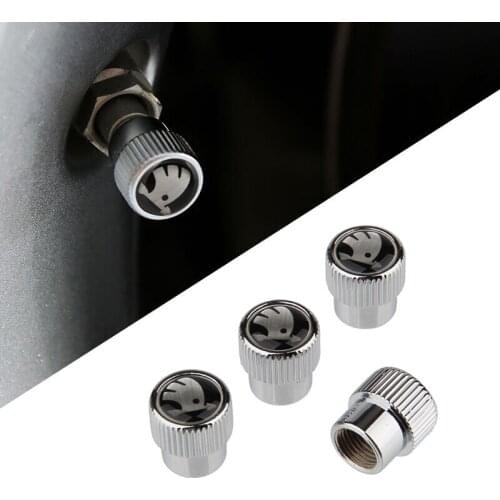 4pcs Car Wheel Tire Air Valve Caps Stem Cover Auto Exterior Wheel Decoration for Skoda Octavia A7 Fabia 1 Rapid Kodiaq Kamiq