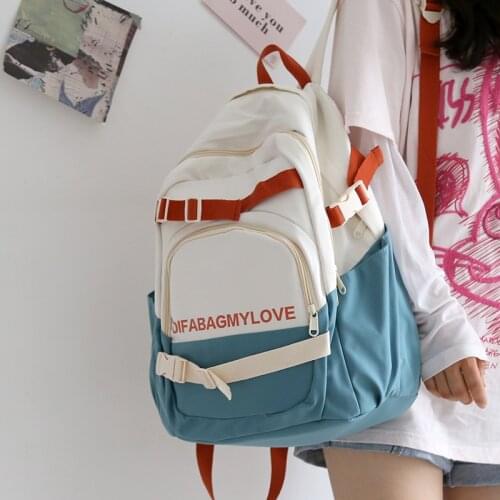 Contrasting Backpack Women 2021 New Waterproof School Bags for Teenagers Female College Travel Backpack Ladies Ruckpack Mochilas