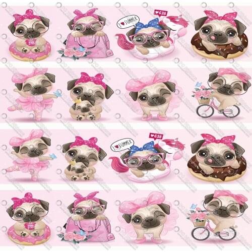 1-1/2" Valentines Day Bulldog Printed Custom Design Ribbons for DIY Crafts Hair Bow 3" Lanyard/Satin /Grosgrain Ribbon CA264