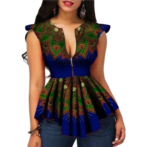 2021 Summer New National Costume Top Print Sexy Ankara Plus Size S-2XL Summer T-shirts Ethnic Short Sleeve Ladies African Dress