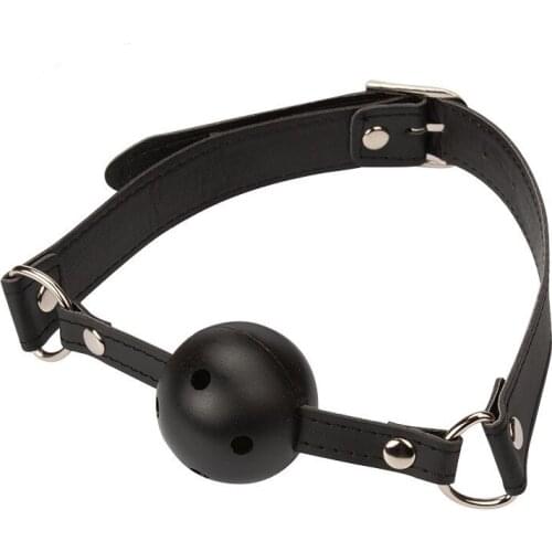 Ball Gag with Leather Handcuffs SM Kit Adult Sex Toy Doggie Bdsm Bondage Gear Costume Strapon Erotic Men Women Harness Restraint