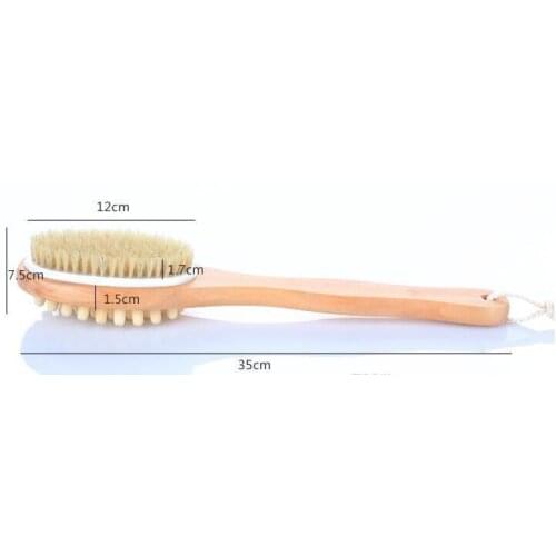 Natural Boar Bristle Wooden Bath and Body Brush Back Brush with Long Handle Exfoliate Skin Brushes