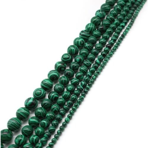 Natural Malachite Peacock Stone Round Loose Spacer Beads Ball 4/6/8/10/12MM Jewelry Bracelet Making DIY Accessories Wholesale