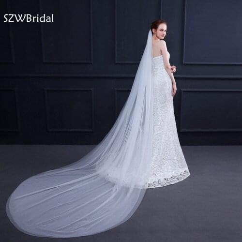 New Arrival white Ivory Long Bridal veil 2021 Cut edge wedding veil Veu de noiva welon Velo voile mariage wedding accessories