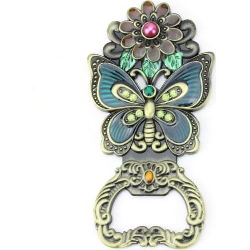 New Coming Vintage Butterfly Metal Decorative Magnets Creative Multifunction KTV Bar Bottle Beer Opener Fridge Magnet Gift Ideas