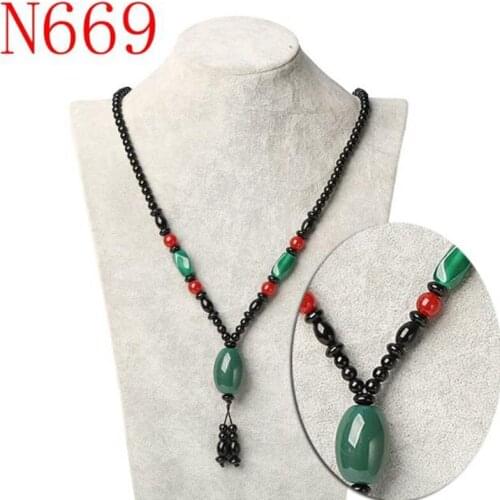 Unisex Women Beads Pendant Necklace Men Lucky Amulet Necklaces Jewelry Sweater Chain
