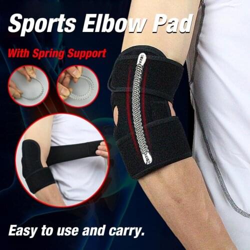 Elbow Support Pads Adjustable Spring Support Protector Sport Pad Wrap Brace Pad Strong for Basketball Injury Pain Relief Protect