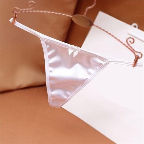 Luxury Satin Women Thongs T-Back Sexy New Elastic Underwear Briefs Low Waist Bow G-string Ladies Panties Lingeries