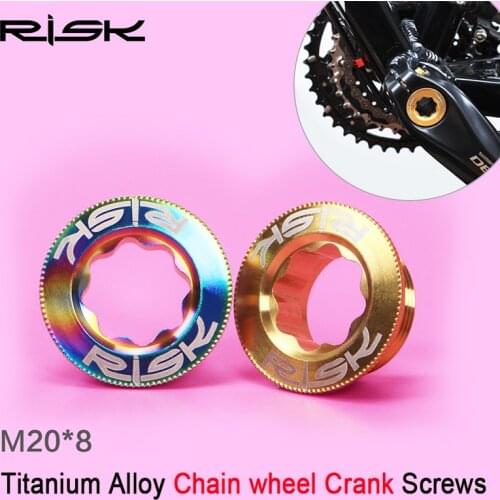 RISK M20x8mm Titanium Alloy Bike Crankset Arm Lid Bolts Chain Wheel Crank Screw Threads for MTB Mountain Bicycle Crank Arm M20*8