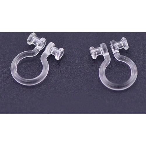 50pcs Transparent Ear Clip For Jewelry Making Ear Plug Resin Earrings Accessorie Base Setting For Women, Hole Size 0.7/0.8/0.9mm