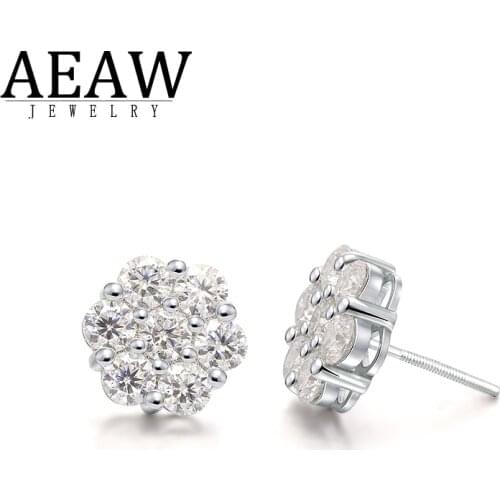 12mm Diameter 14k White Gold Round Cut 0.3ct 4MM Round Cut Moissanite Stud Earring Push Back Fine Earring for Men and Women