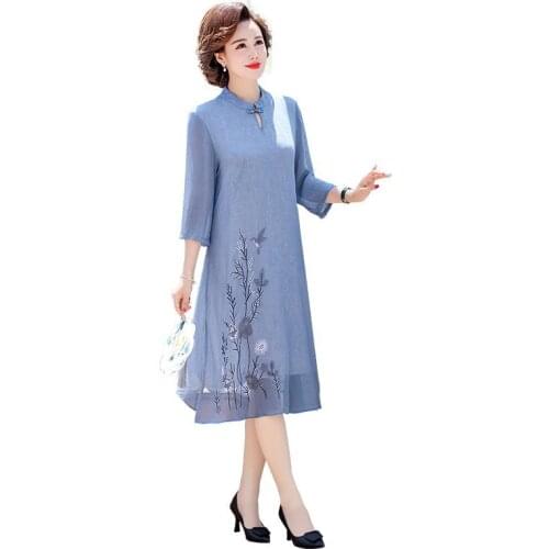 Chinese style printing dress 2020 new Summer loose print Chiffon Dress tide plus size 5XL