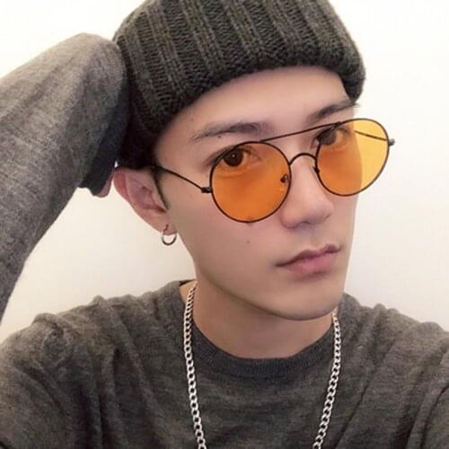 Fashion Vintage Brand Design Round Sun Glasses for Men Women Metal Frame Driving Sunglasses UV400 Pink Mirror Gradient Goggle