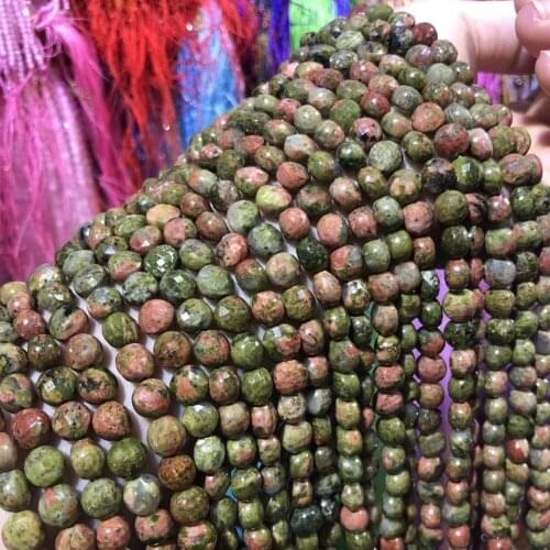 Oblate Cut Natural Stone Beads Unakites Loose Stone Bead For Bracelet Necklace Jewelry Making DIY Size 6mm