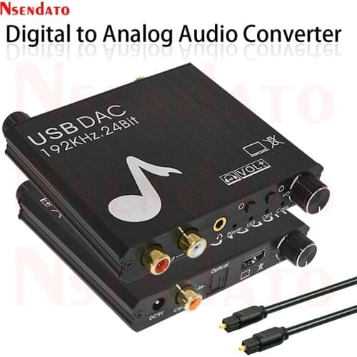 USB DAC 192kHz 24Bit Digital to Analog Converter with Bass & Volume Control Coaxial Toslink SPDIF to Analog Stereo L/R RCA 3.5mm