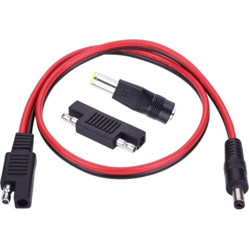 SAE Plug to DC 5.5mm x 2.1mm Male Cables with SAE Polarity Reverse and DC 8mm Adapter for Automotive RV Solar Panel 16 AWG 1.5M